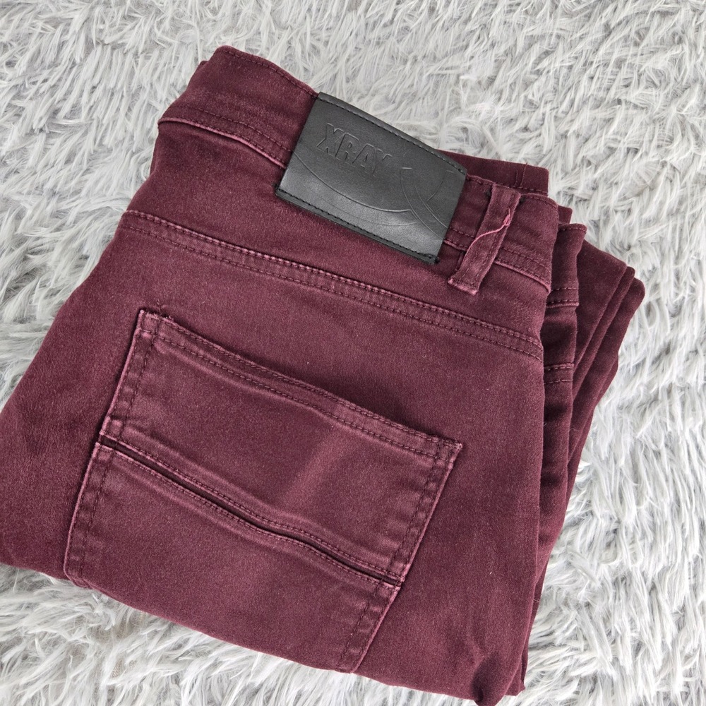 XRAY Jeans Slim Fit Mens 34x32 Burgundy Maroon Stretch Denim Pants‎ 5-Pocket